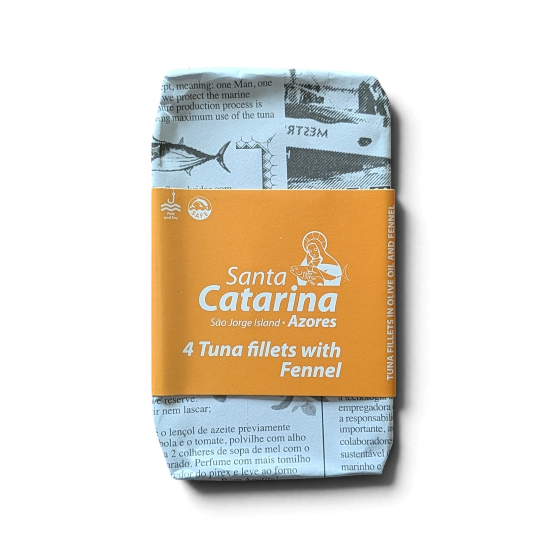 Front of a tin of Santa Catarina Tinned Tuna with Fennel